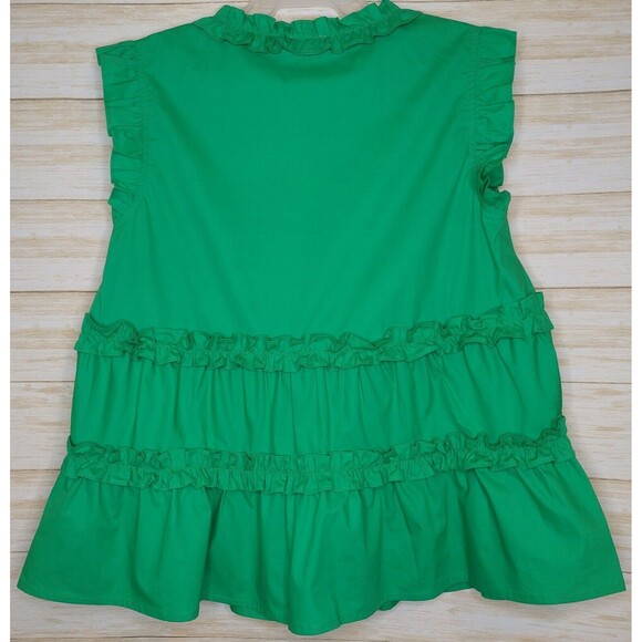Voy Women's Kelly Green Sleeveless Ruffled Top Size Small NWT - Picture 4 of 8